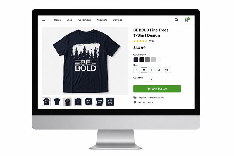 Online store product page selling a t-shirt design